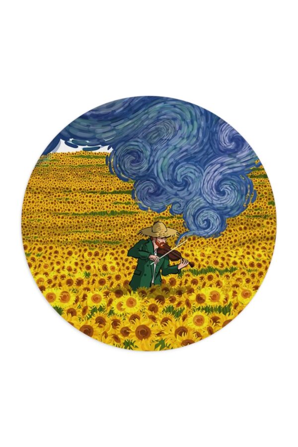 Van Gogh - Ayçiçeği Tarlası Tablo Baskılı Yuvarlak Mousepad - Görsel 2