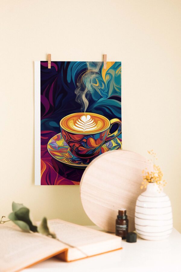 Latte Rüyası – Renkli ve Modern Kahve Temalı Ahşap Poster