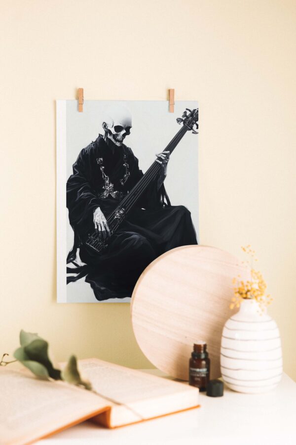 Karanlığın Müziği – Gotik İskelet Müzisyen Ahşap Poster