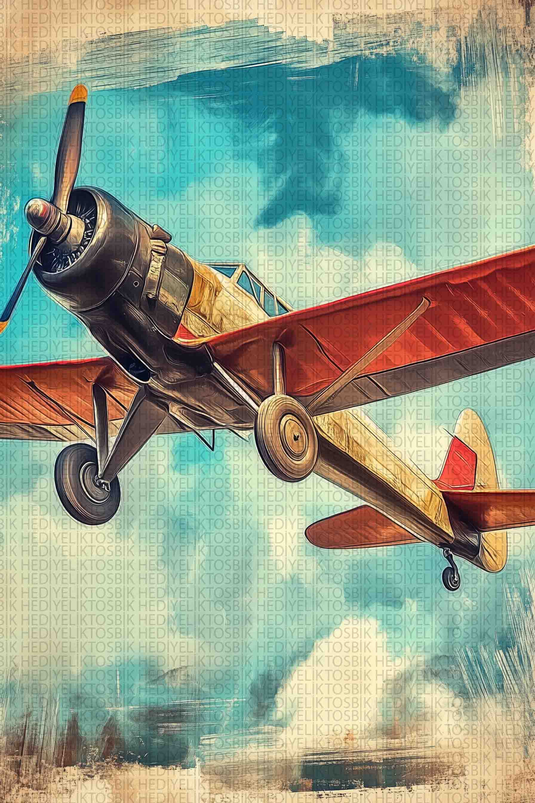 Gökyüzünün Efsanesi – Retro Uçak Ahşap Poster