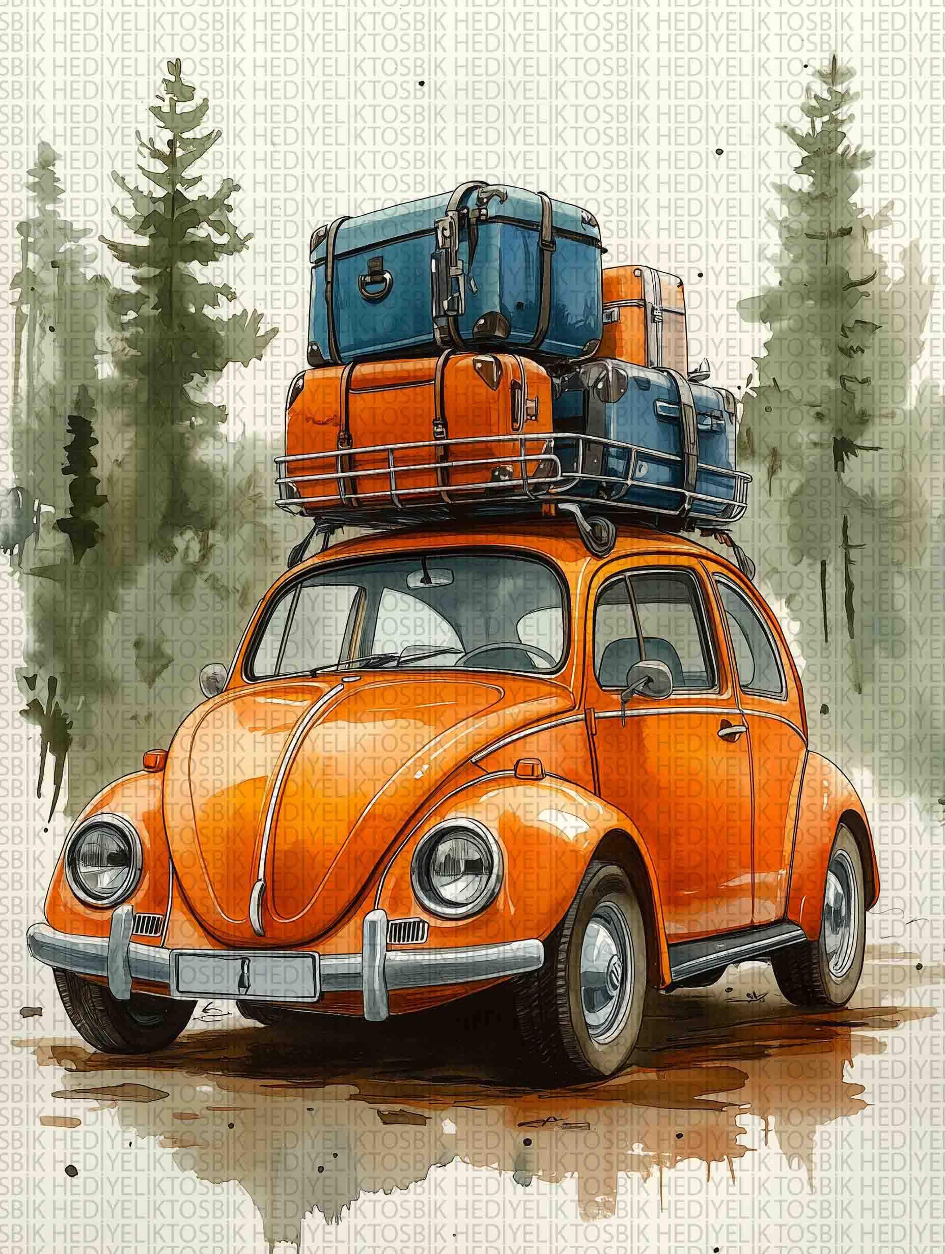 Yola Çıkmaya Hazır – Retro Vosvos Ahşap Poster