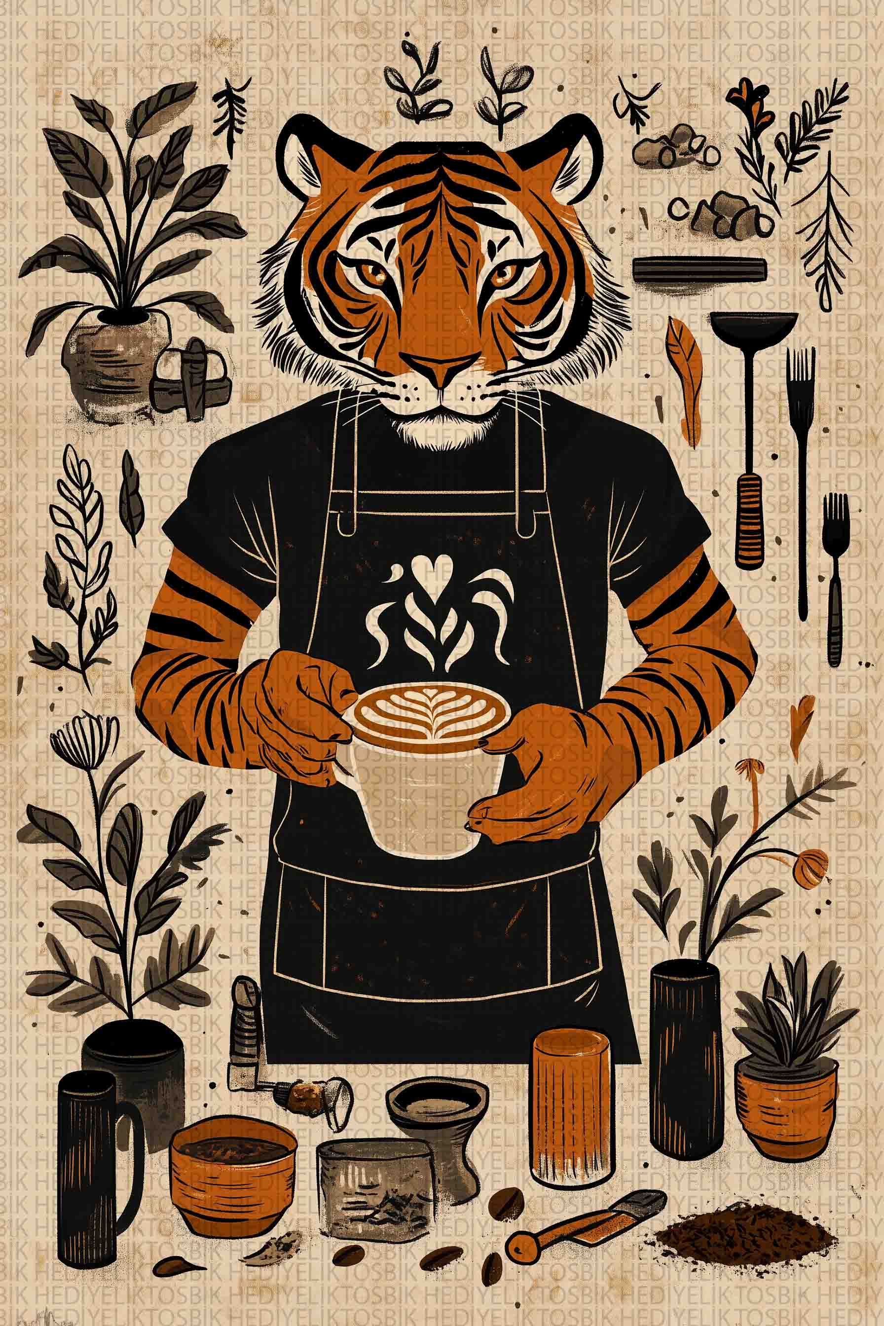 Barista Kaplan – Stil Sahibi Ahşap Poster Tasarımı