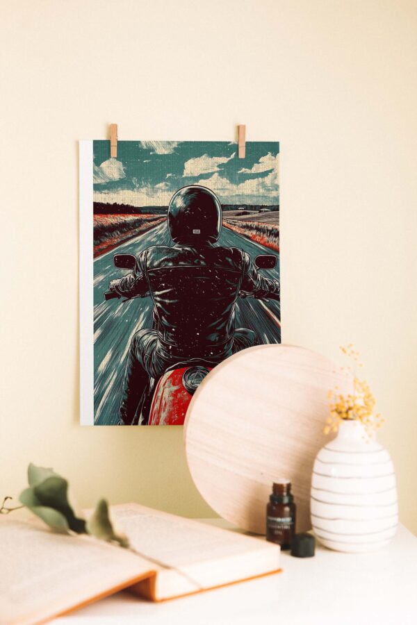Özgürlük Yolu – Retro Motosiklet Temalı Ahşap Poster