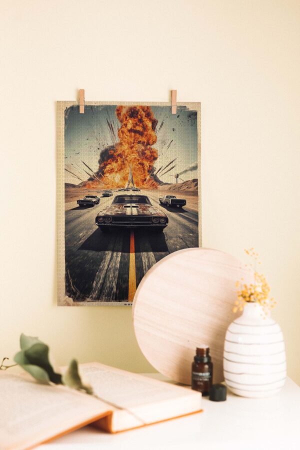 Retro Patlama – Aksiyon Temalı Ahşap Poster