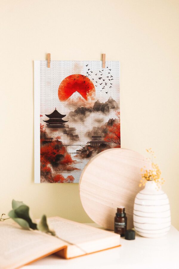 Fuji’nin Gölgesinde – Japon Manzara Ahşap Poster
