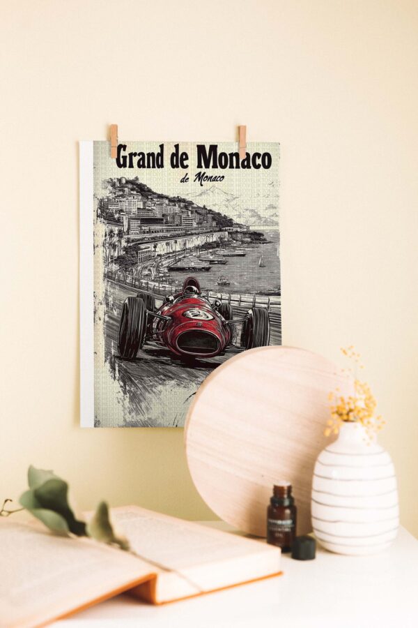 Monaco Yarışları – Retro Formula Ahşap Poster