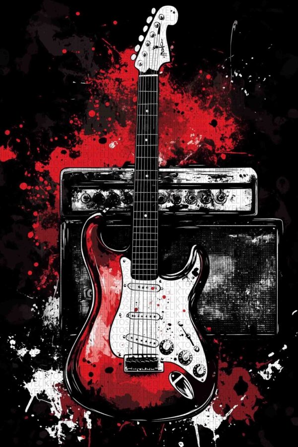Elektro Patlama – Rock Tarzı Ahşap Poster
