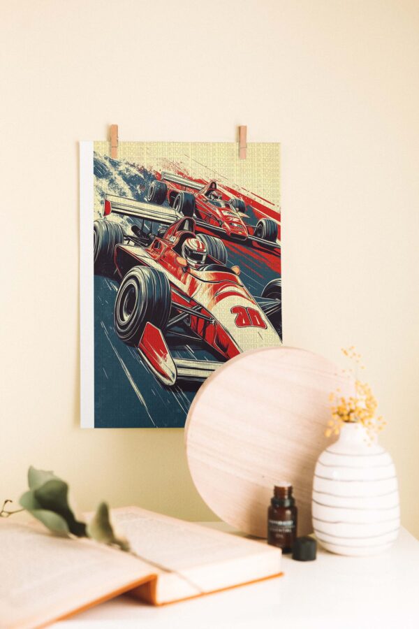 Retro Formula 1 – Yarış Arabalı Dekoratif Ahşap Poster