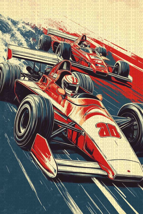 Retro Formula 1 – Yarış Arabalı Dekoratif Ahşap Poster