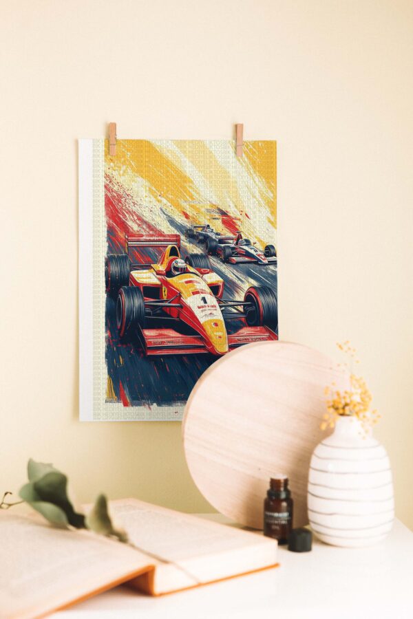 Retro Formula Yarışı – Dekoratif Ahşap Poster