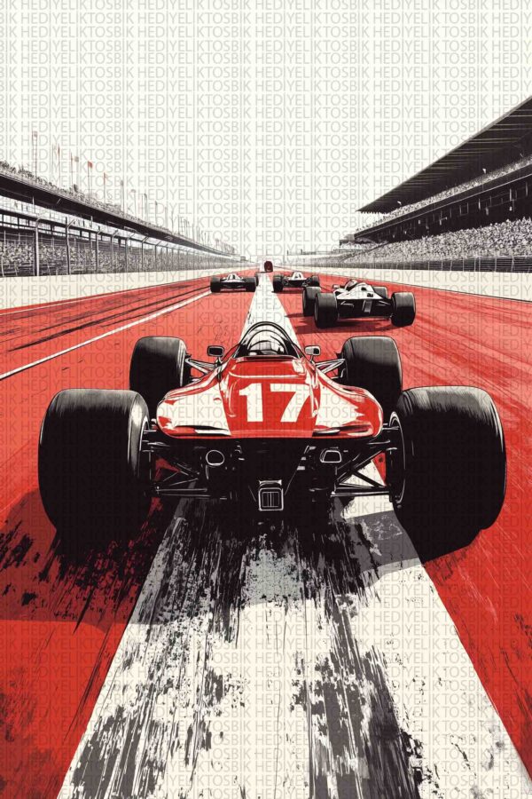Yarış Pisti – Retro Stil Dekoratif Ahşap Poster