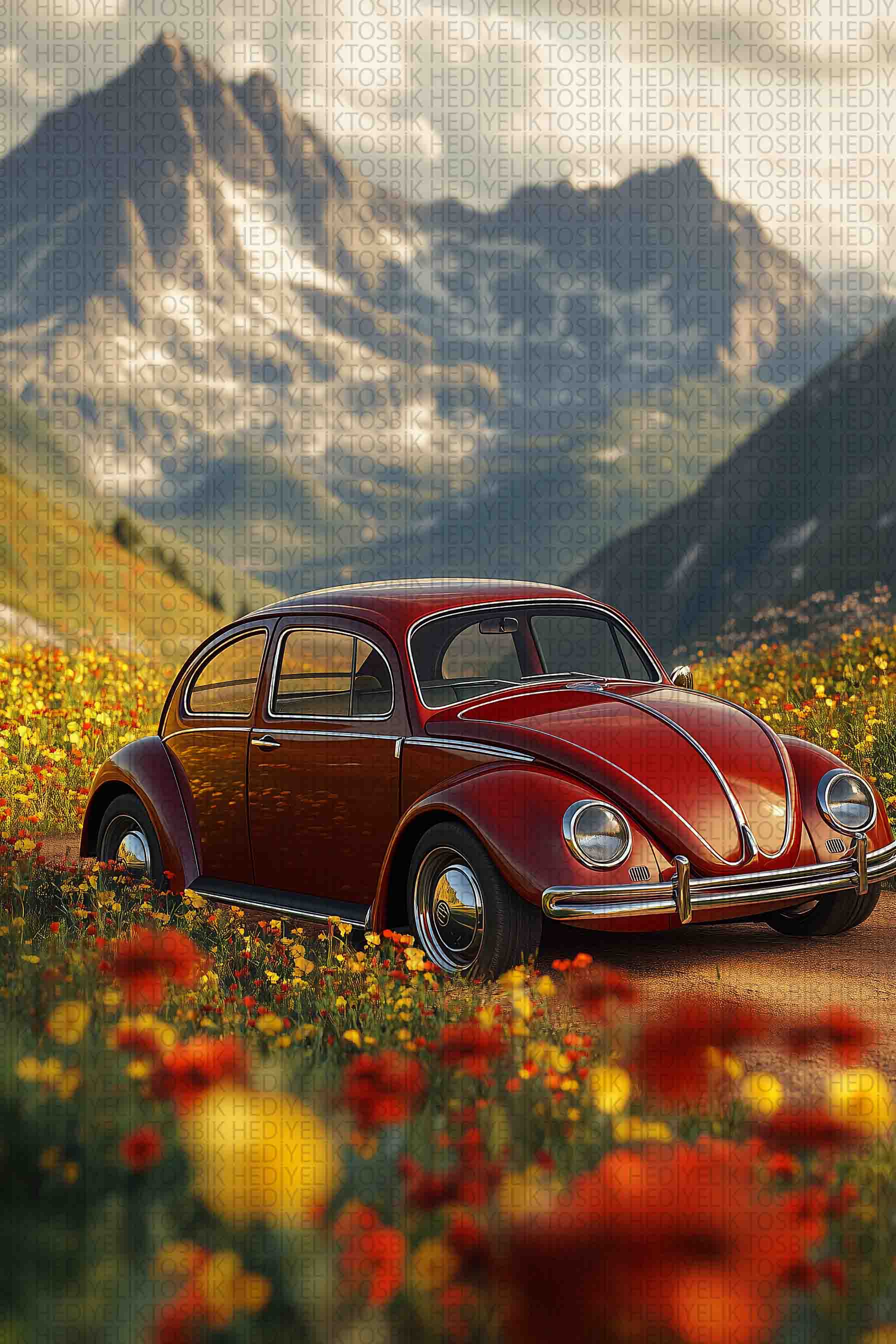 Dağların Eteğinde Vosvos – Vintage Ahşap Poster