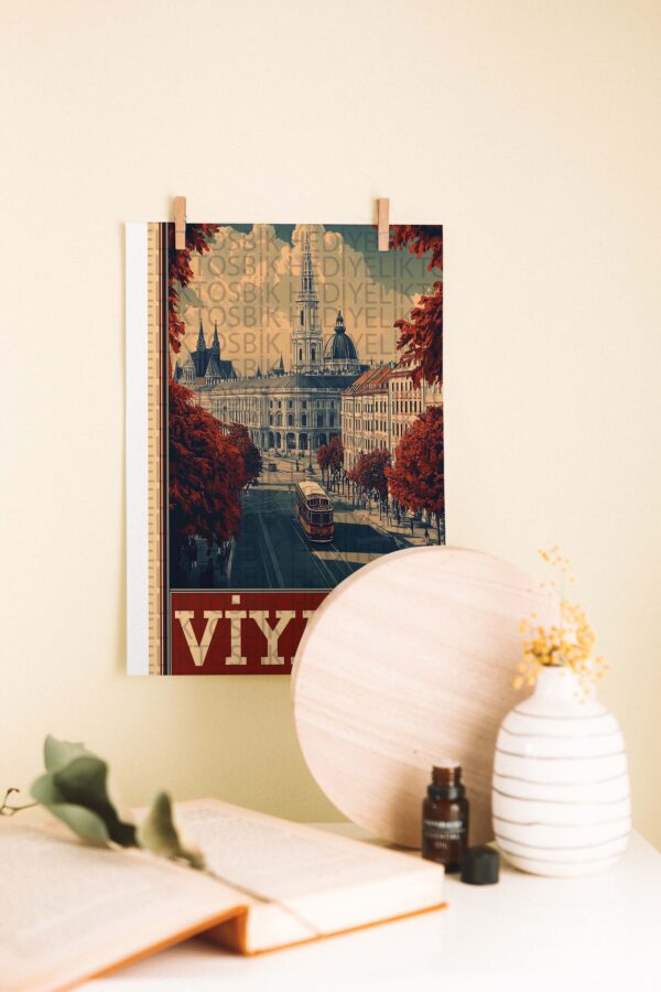 Viyana Sokakları – Retro Şehir Temalı Ahşap Poster