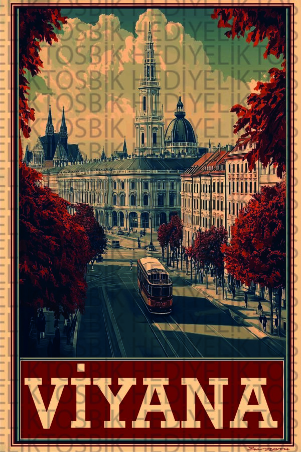 Viyana Sokakları – Retro Şehir Temalı Ahşap Poster
