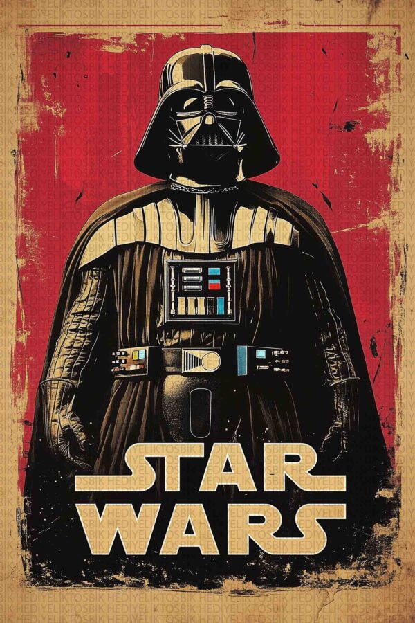 Darth Vader Retro – Star Wars Temalı Ahşap Poster