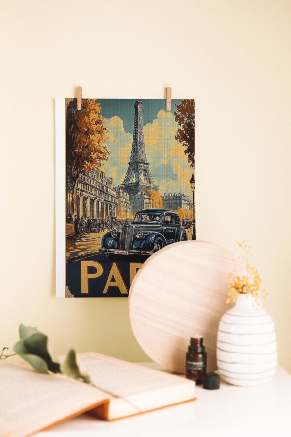 Retro Paris – Vintage Şehir Temalı Ahşap Poster