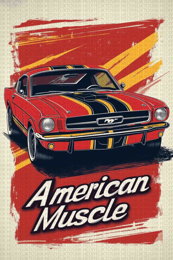 American Muscle – Retro Tarz Ahşap Poster