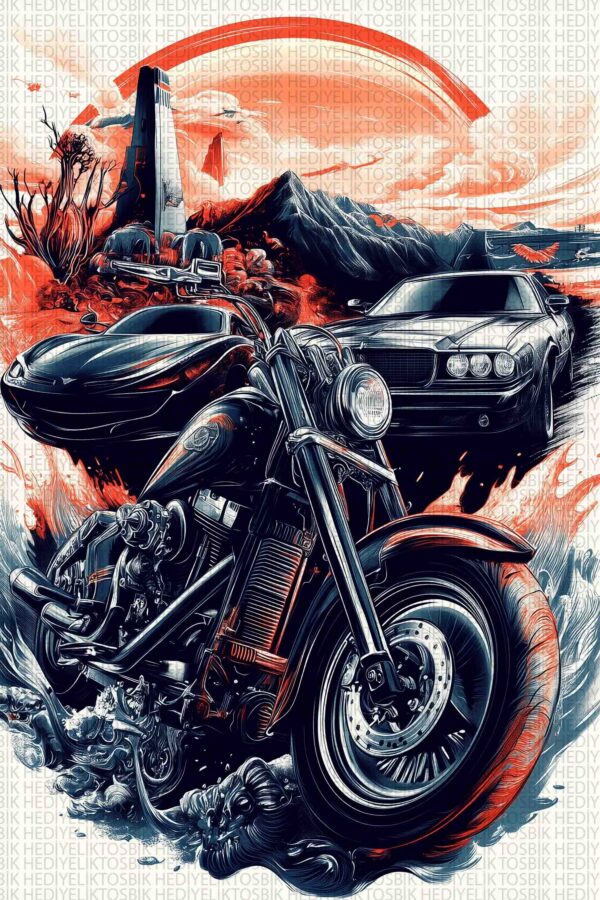 Motor & Muscle – Aksiyon Temalı Retro Ahşap Poster