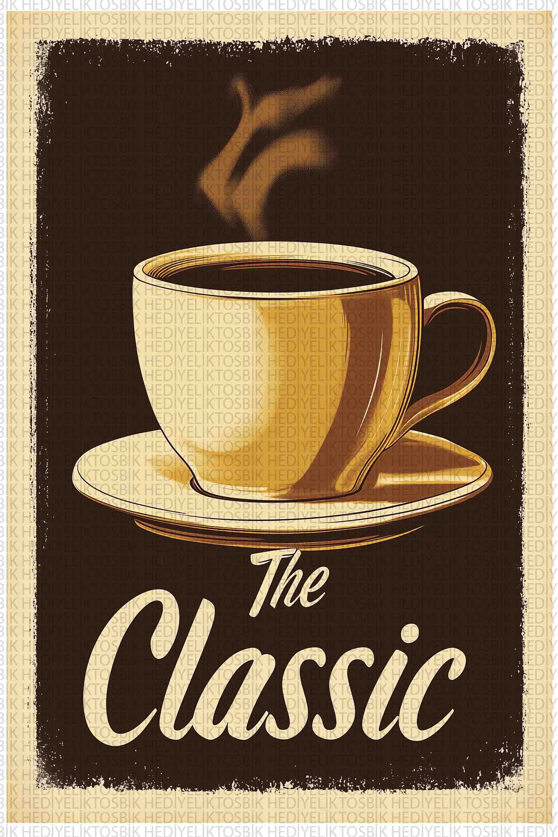 The Classic – Retro Kahve Temalı Ahşap Poster