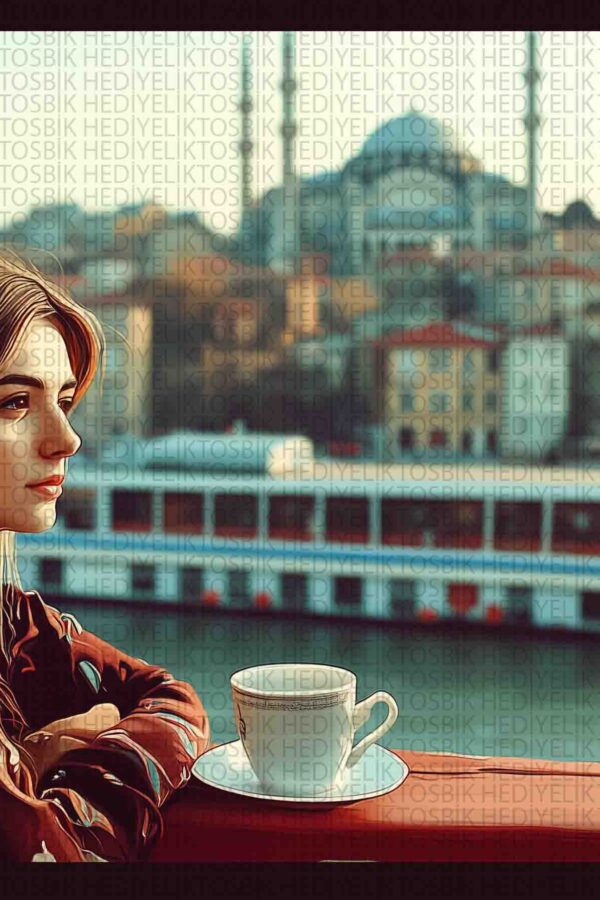 Boğazda Kahve Keyfi Ahşap Poster