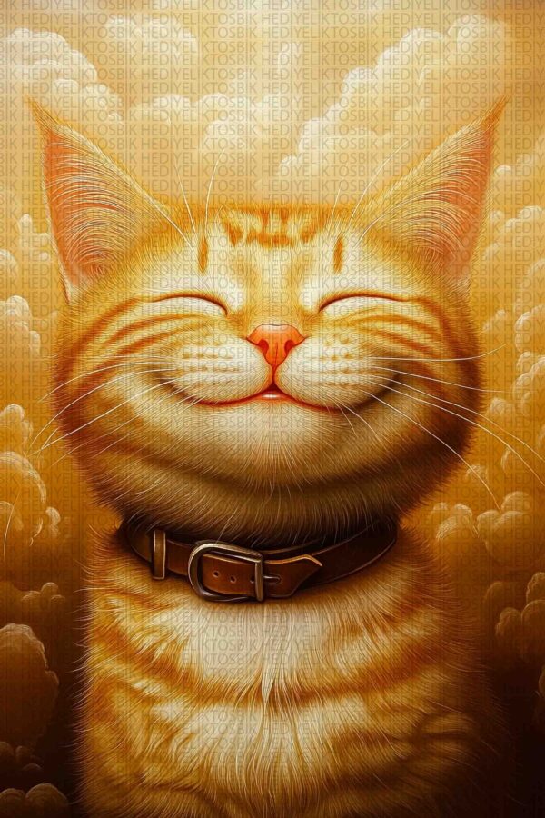 Mutlu Kedi Ahşap Poster