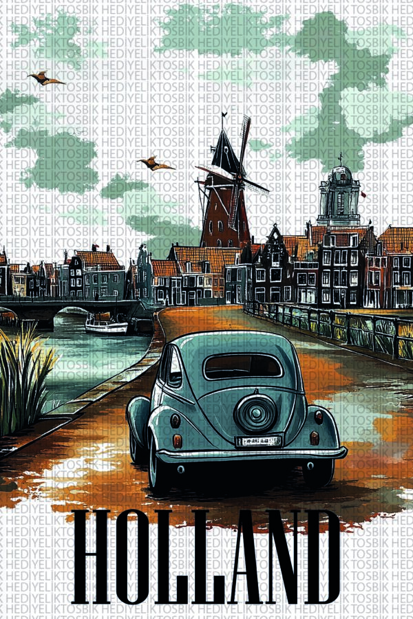 Holland Retro Ahşap Poster