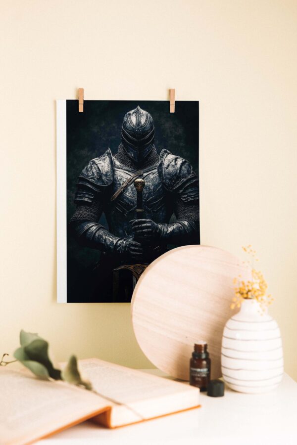 Kara Zırhlı Şövalye Ahşap Poster