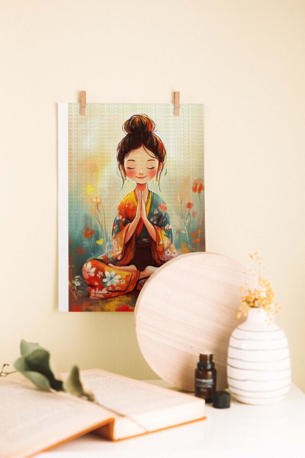 Meditasyon Yapan Kadın Ahşap Poster
