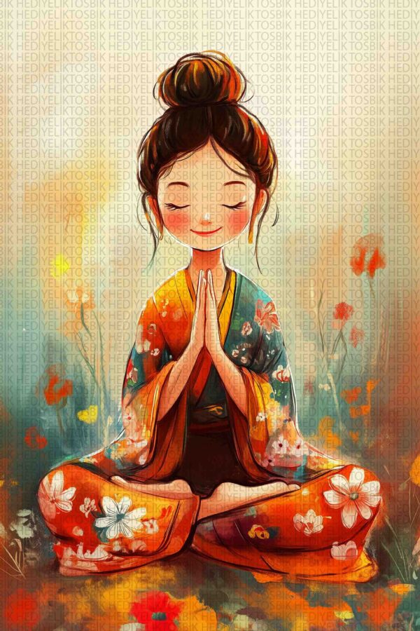Meditasyon Yapan Kadın Ahşap Poster