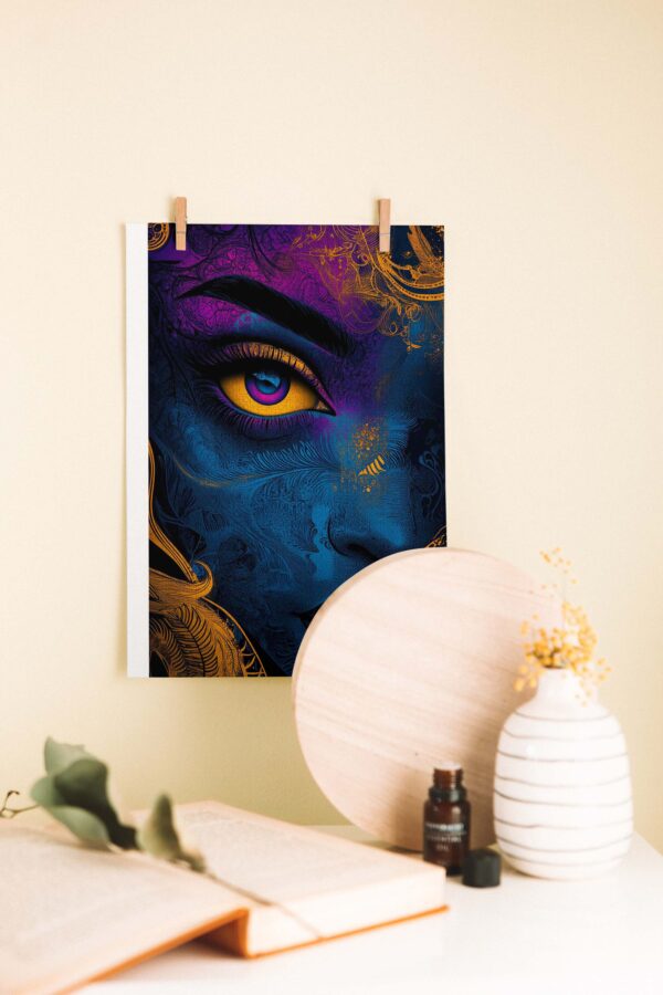 Mistik Mavi Kadın Portresi Ahşap Poster