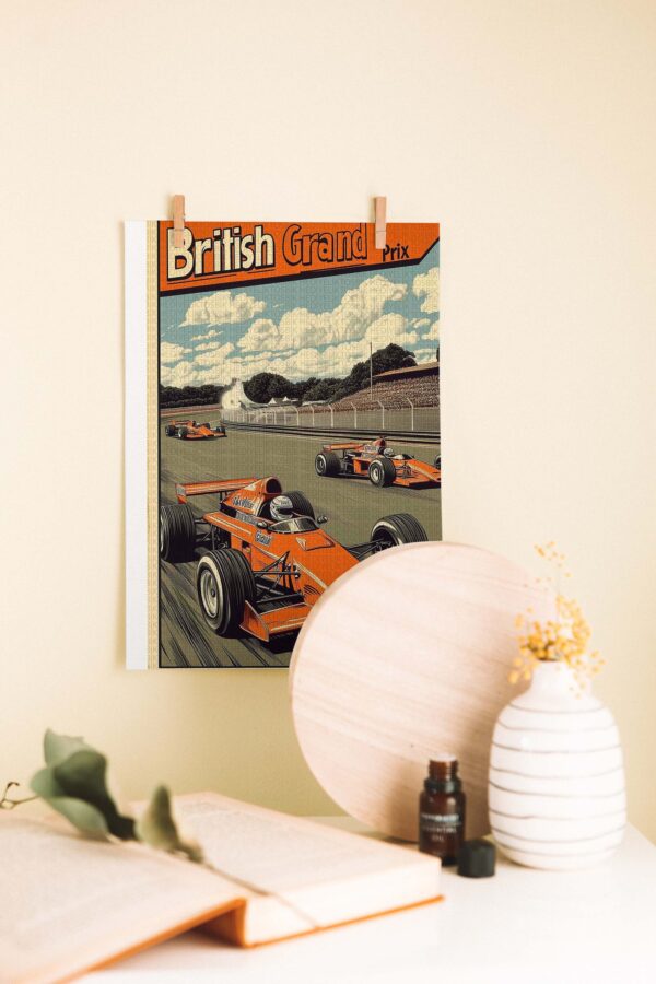 Retro Formula 1 Yarışı Ahşap Poster