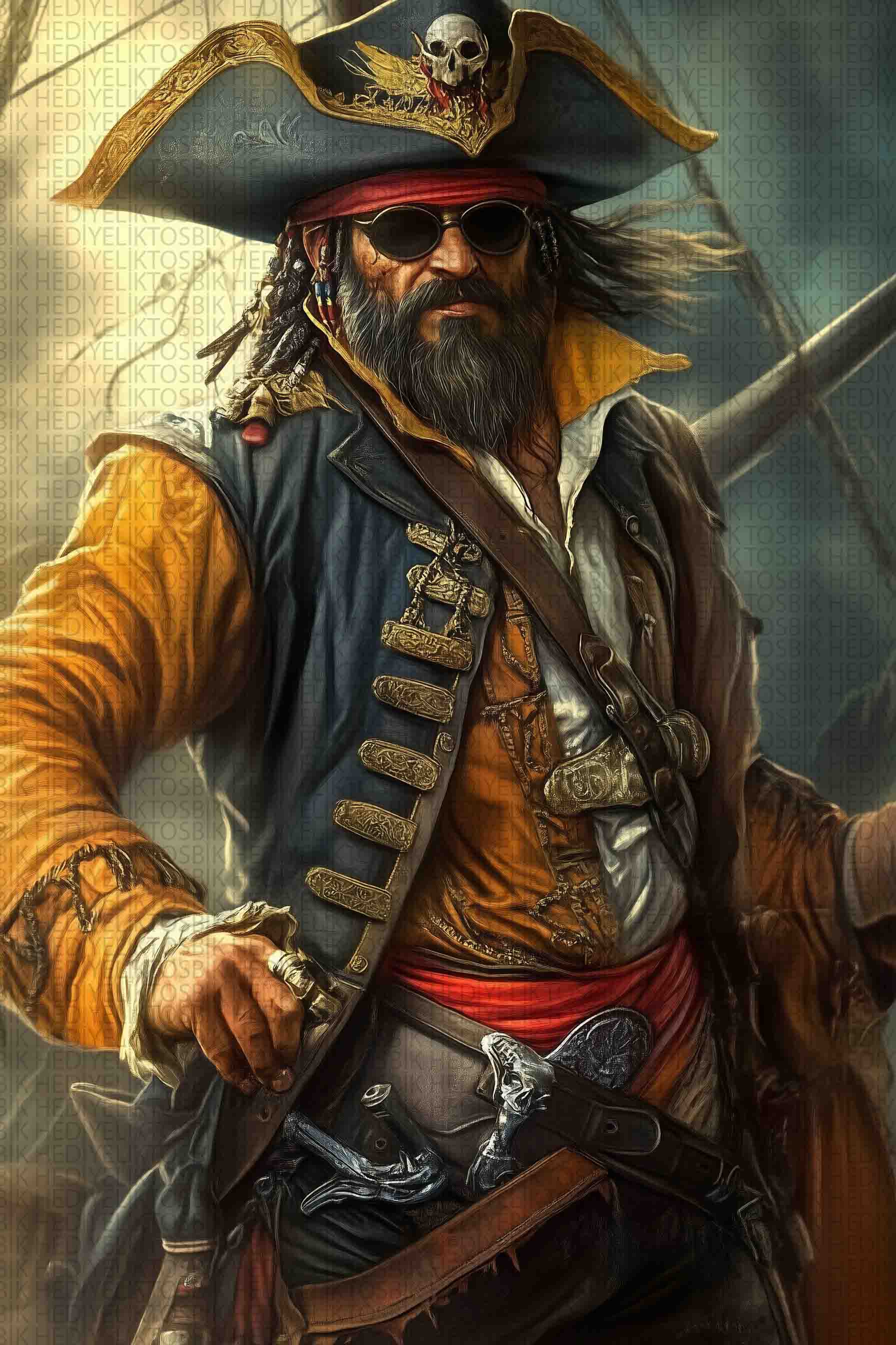 Korsan Temalı Ahşap Poster - Retro Duvar Dekoru
