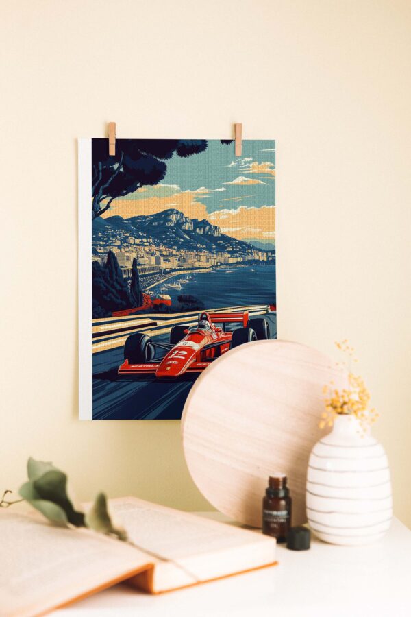 Monako Formula 1 Yarışı Ahşap Poster – Retro Motor Sporları Dekoru