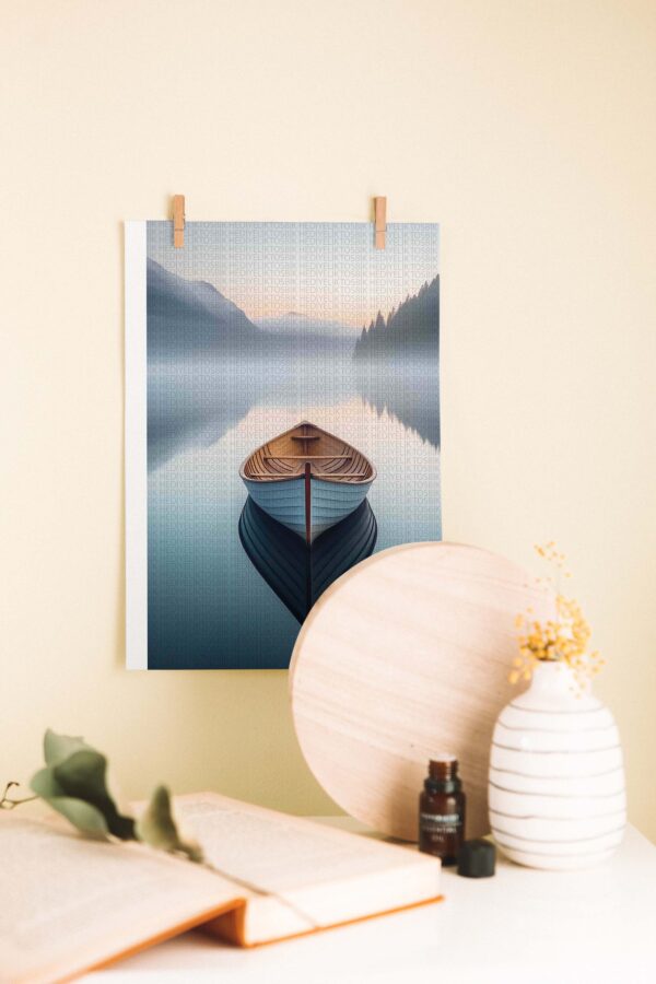 Minimalist Kayık Ahşap Poster – Doğa ve Deniz Temalı Dekoratif Duvar Tablosu