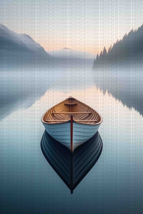 Minimalist Kayık Ahşap Poster – Doğa ve Deniz Temalı Dekoratif Duvar Tablosu