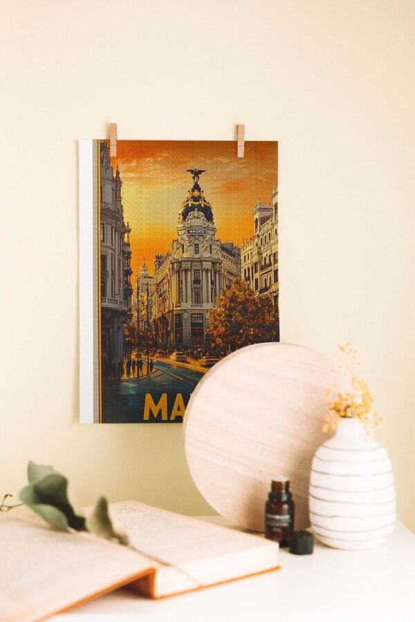 Madrid Gün Batımı – Dekoratif Ahşap Poster