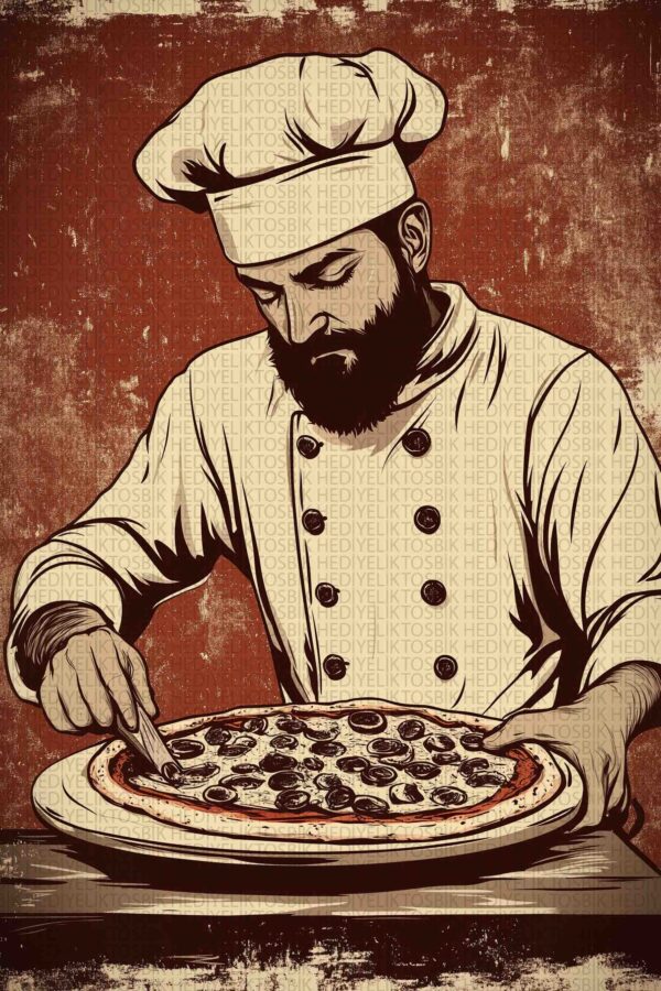 Usta Pizzacı – Retro Ahşap Poster