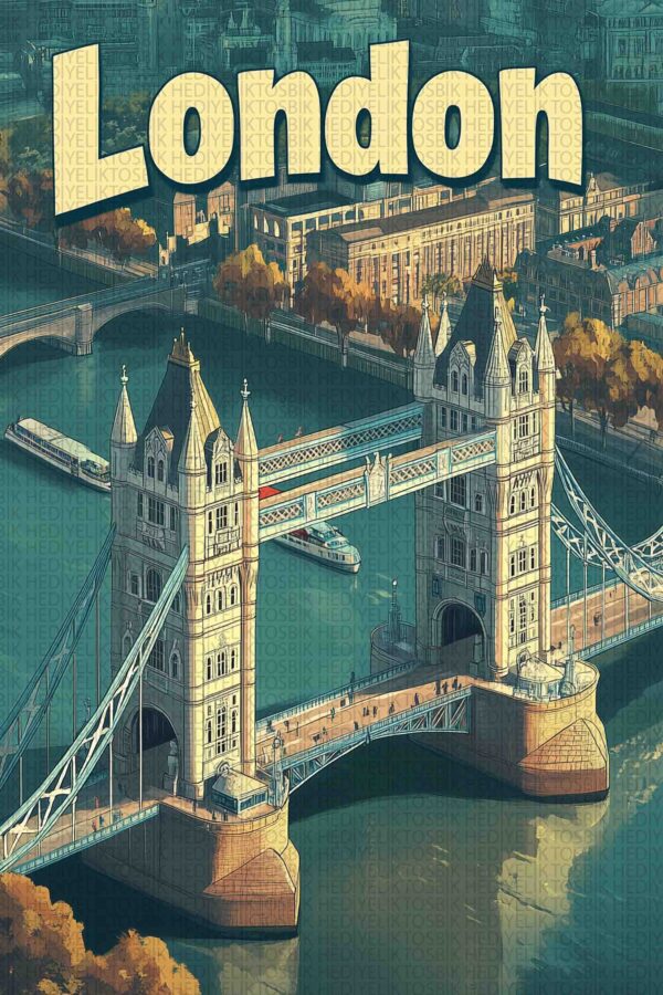 Londra Tower Köprüsü Ahşap Poster