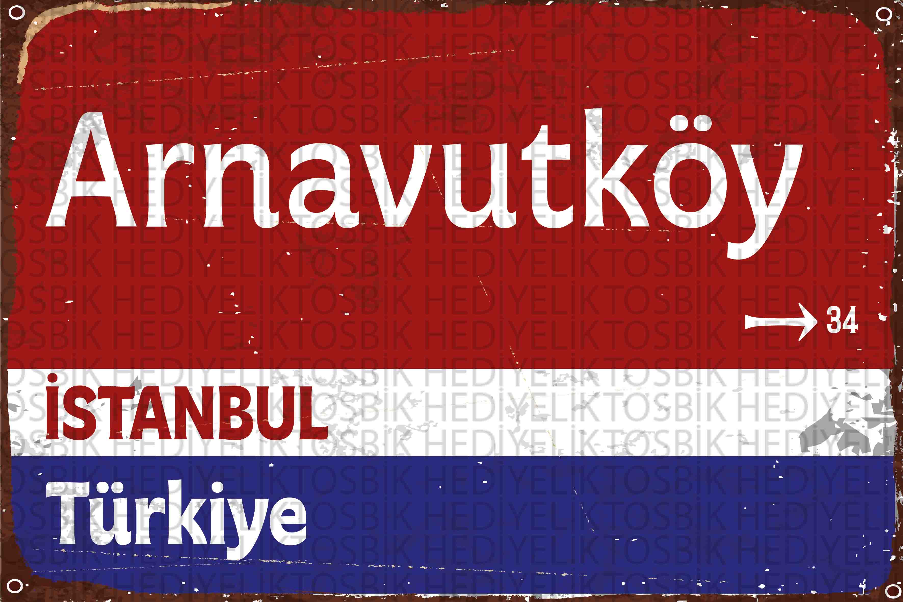 Arnavutköy İstanbul Vintage Retro Ahşap Plaka