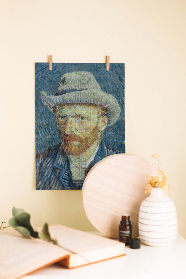 Vincent van Gogh Ahşap Poster – Self-Portrait with Grey Felt Hat
