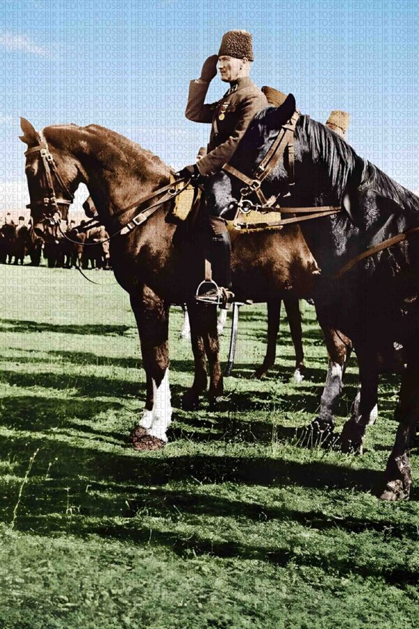 Atatürk At Üstünde Selam Ahşap Poster