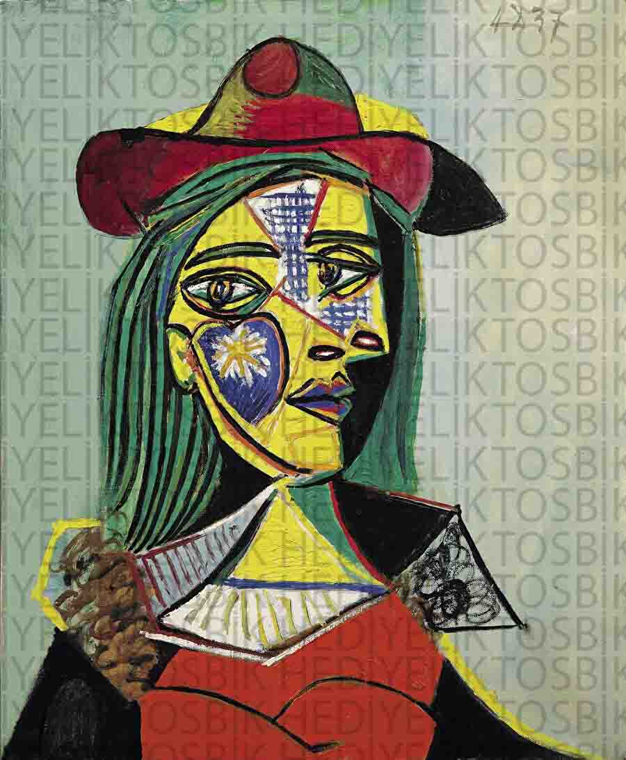 Şapkalı ve Kürklü Yakalı Kadın - Picasso