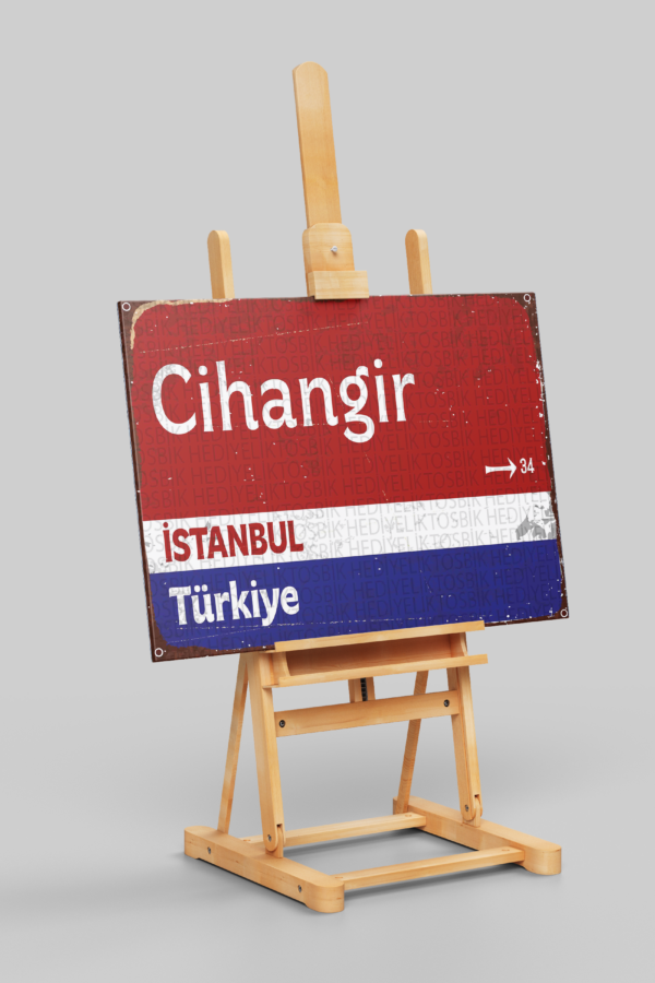 Cihangir Mahalle Tabelası Tasarımlı Ahşap Poster