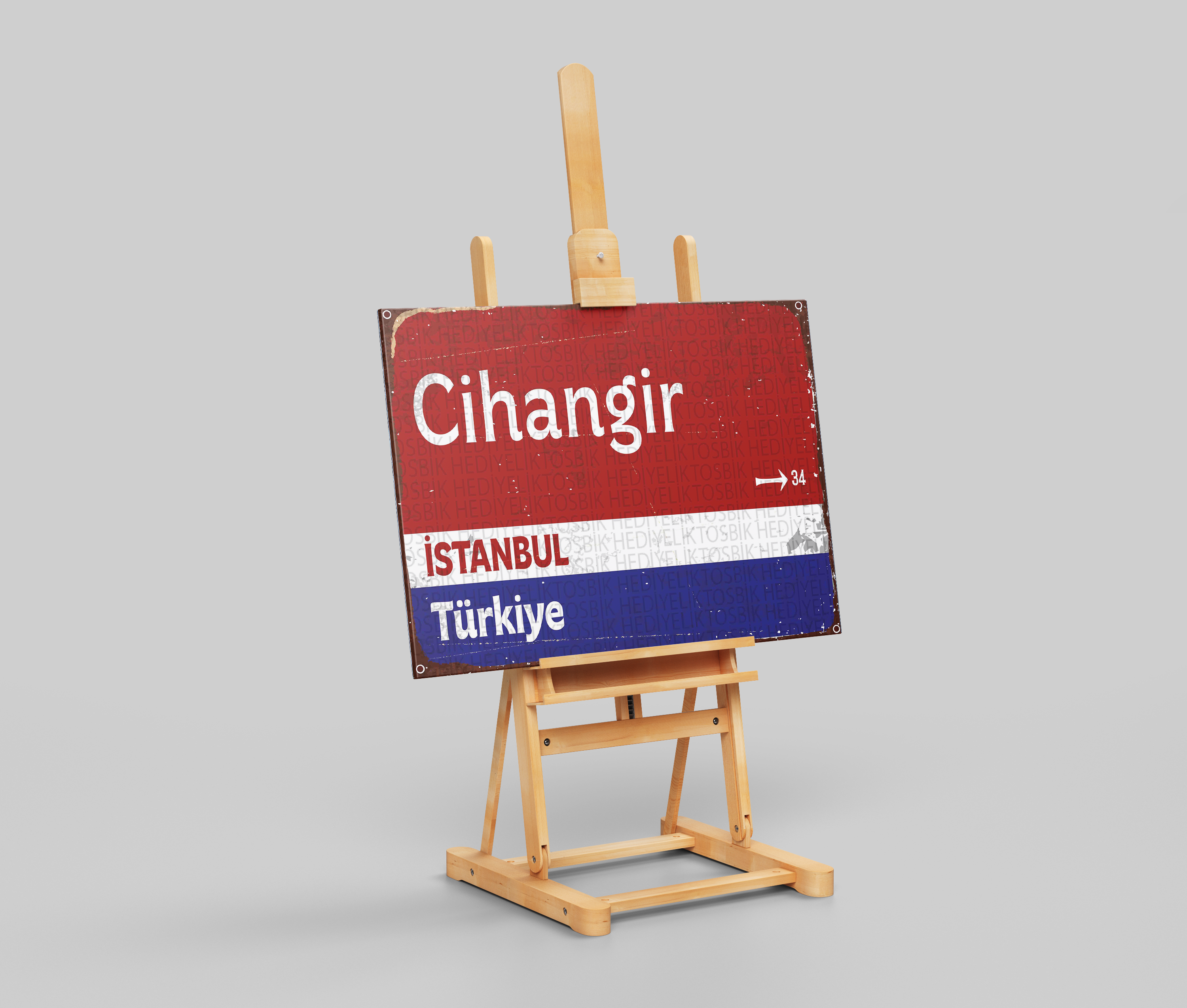 Cihangir Mahalle Tabelası Tasarımlı Ahşap Poster