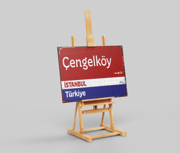 Çengelköy Mahalle Tabelası Tasarımlı Ahşap Poster