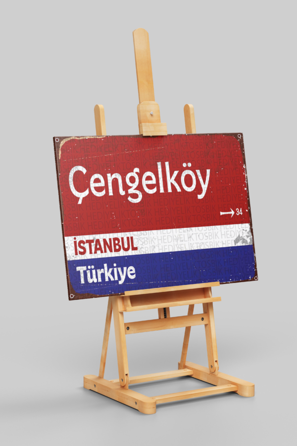 Çengelköy Mahalle Tabelası Tasarımlı Ahşap Poster