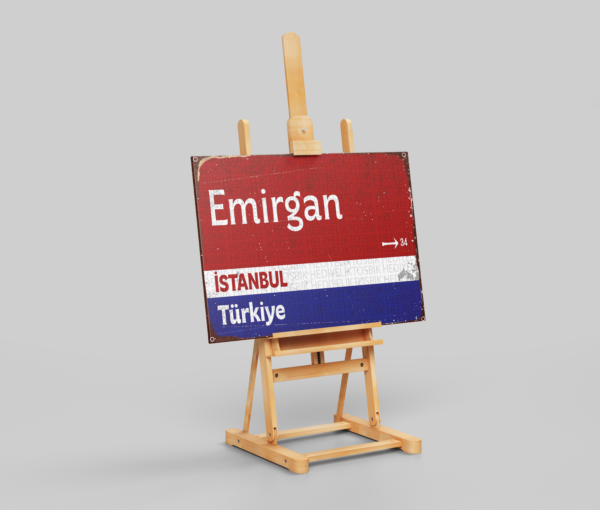 Emirgan İstanbul Türkiye Retro Sokak Tabelası Ahşap Poster