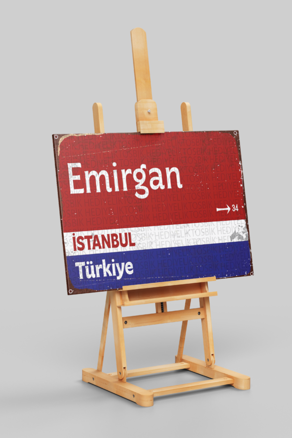 Emirgan İstanbul Türkiye Retro Sokak Tabelası Ahşap Poster
