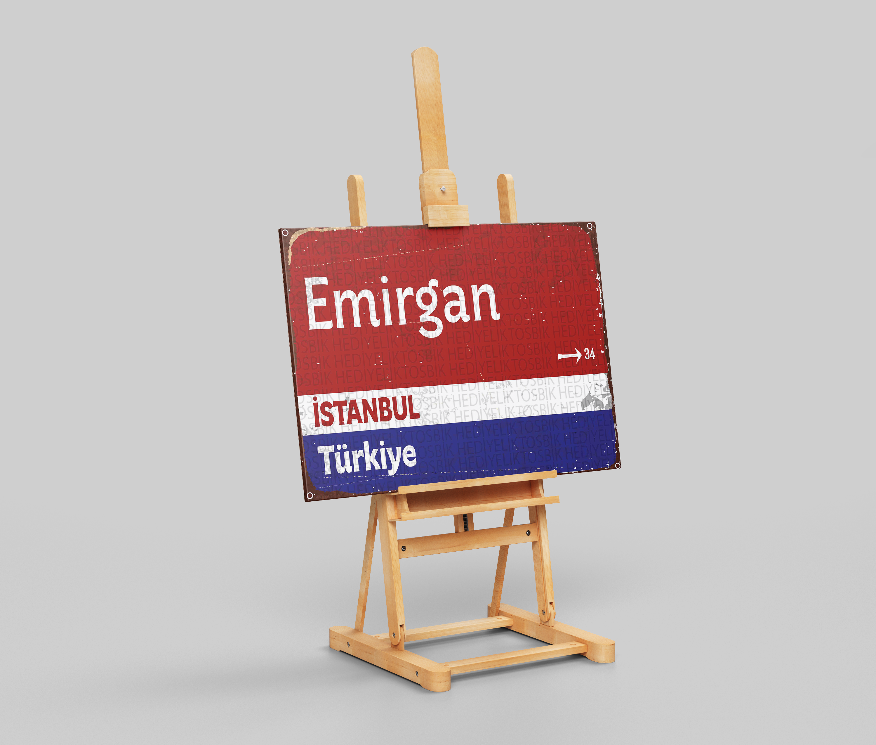 Emirgan İstanbul Türkiye Retro Sokak Tabelası Ahşap Poster