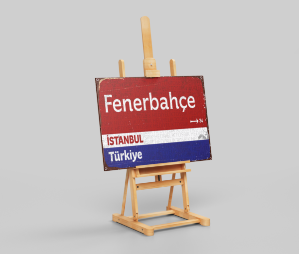 Fenerbahçe İstanbul Türkiye Retro Sokak Tabelası Ahşap Poster